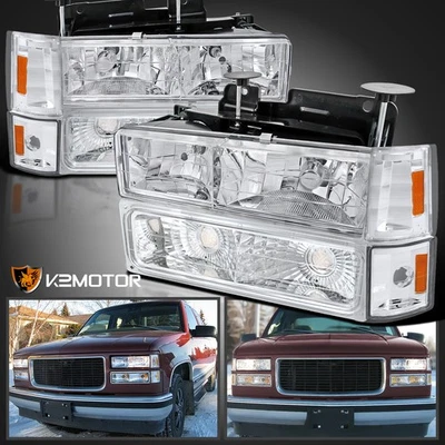 Fits 94-98 GMC C/K Sierra Suburban Yukon Headlights+Corner+Bumper Lights Lamps Foto 1 de 4
