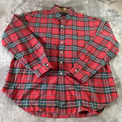 Ralph Lauren Shirt Mens 2XL Red Tartan Plaid Button Down Long Sleeve Casual - Image 1 of 4