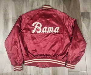 Vintage University Of Alabama Crimson Tide Chalk Line Satin Bomber Jacket 80s  - Bild 1 von 14