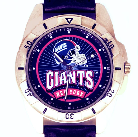 New York Giants NFL Fossil New Unworn, Rare Vintage 1995 Watch, Leather Band $79 Cover