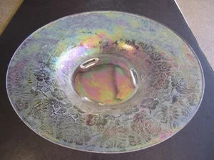 Antique Fostoria Iridescent Brocaded Paradise Large Carnival Glass Console Bowl - Picture 1 of 6