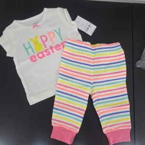 Carters Infant Girls 3mths Happy Easter Outfit Bunny Rabbit Shirt & Leggings Set - Picture 1 of 7