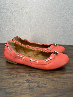 Zapatos planos de ballet cómodos con cordón de cuero coral Hunter para mujer 7 Foto 1 de 4