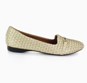 Seven7 Gigi Damen-Flats mit Schnalle veganes Leder geflochtene Struktur Perlen Größe 7,5 - Bild 1 von 5