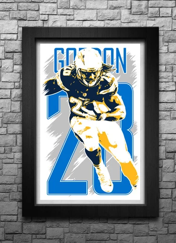 MELVIN GORDON art print/poster LOS ANGELES CHARGERS FREE S&H! JERSEY Cover