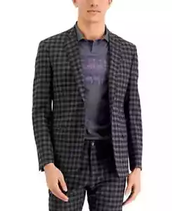 A|X Armani Exchange Men's Slim Fit Gray Buffalo Plaid Wool Suit Jacket 42L ymr03 - Picture 1 of 3