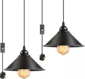 Gletorcy Enchufe Colgante Colgante Pantalla de Luz Adecuado para E26 / E27 - Negro - Imagen 1 de 7