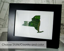 YOUR STATE MAP Custom Made from RECYCLED CIRCUIT BOARD Framed Tech Art 9"x7"