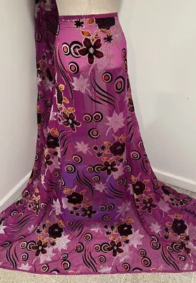 Pink Chiffon With Multicolor Metallic Burnout Velvet Fabric 50” Width 1 Yard - Image 1 of 4