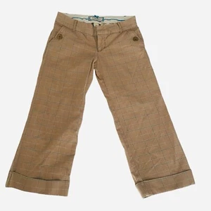 Abercrombie & Fitch Women’s Cropped Pants 4 Brown Plaid Low Rise Cuffed Cotton - Picture 1 of 5