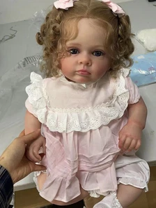 Muñeca bebé renacida realista de 24 pulgadas niña pequeña piel 3D cabello enraizado regalo de cumpleaños - Imagen 1 de 1