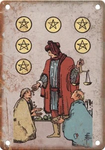 Letrero metálico reproducción Seis de oros de los Arcanos menores 12" x 9" MA74 - Imagen 1 de 1