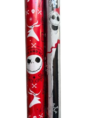 2 Rolls Red Black The Nightmare Before Christmas Gift Wrapping Paper 90 sq ft - Image 1 of 2