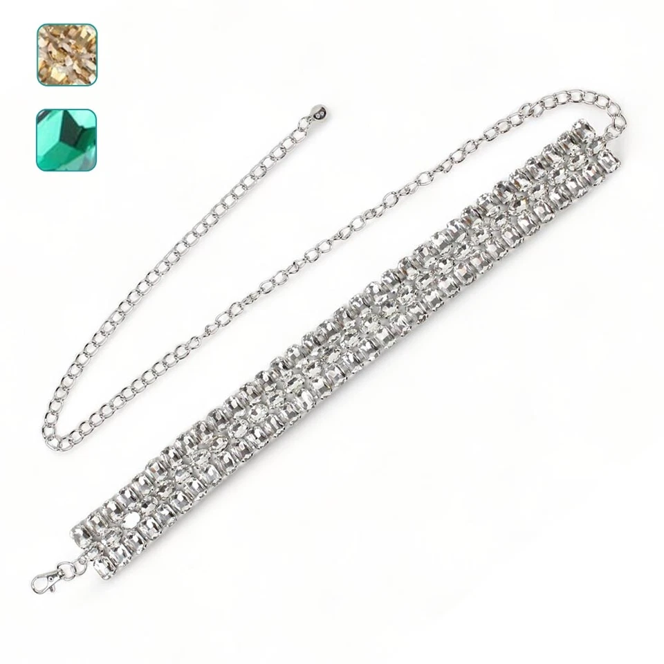 Cintura gioiello con pietre sfaccettate da donna per abito cerimonia elegante - Immagine 1 di 4