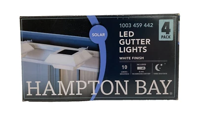 Hampton Bay LED Solar Roof Gutter Light 10 Lumens Integrated White Outdoor, 4-Pa - Image 1 of 4