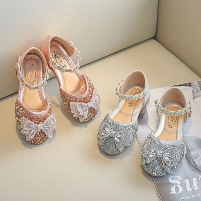Kids Girls Youth Wedding Party Show Dress Princess Sandals Glitter Shoes US Size - Image 1 of 4