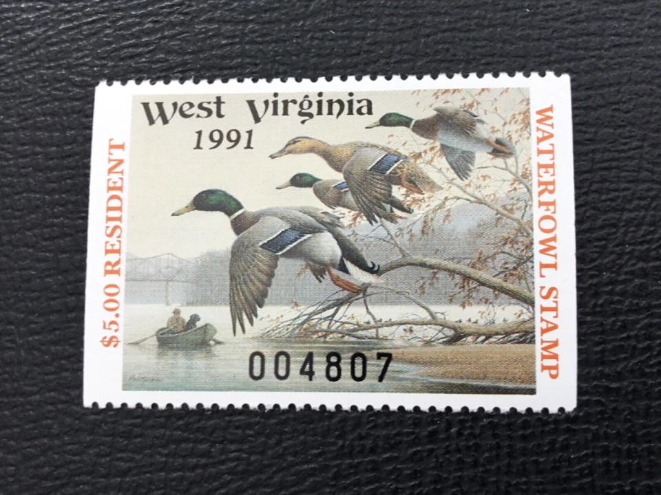 ICOLLECTZONE  US West Virginia 1991 Resident Duck Hunting Stamp XF NH WV9 bookle - Image 1 of 1