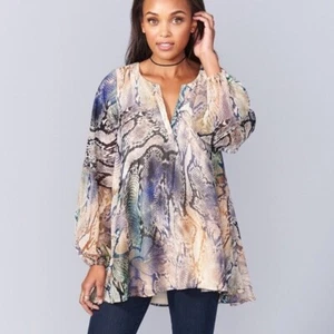 Show Me Your Mumu Jamie Tunic Rioconda Snake Print Blouse Top Size Medium - Foto 1 di 11