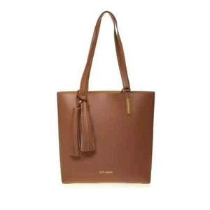 JOY & IMAN Tassel Chic Leather Handbag and Leather Wristlet , Cognac , Medium - Picture 1 of 5