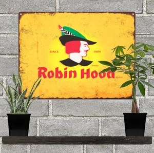 Insegna Riproduzione Metallo Pubblicitaria Vintage Pane Robin Hood 9x12 60105 - Foto 1 di 1