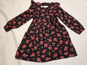 NWT Old Navy Fit & Flare Ruffle Black Floral Dress Baby Toddler Girl - Picture 1 of 1