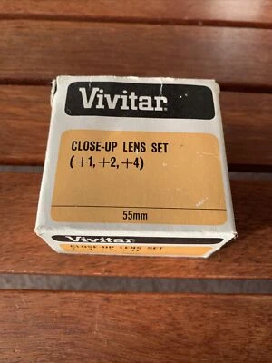 55mm Macro Lens Filter Set +1 +2 +4 W/ Case ￼ Vivitar - Image 1 of 4