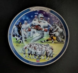 Troy Aikman Collector Plate 1997 Bradford Exchange 'Games Greatest' 8" COA Mint - Picture 1 of 5