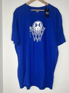 Under Armour T-Shirt Mens Size 2XL Blue Graphic Tee Logo Style 1378905 Loose Fit - Picture 1 of 10