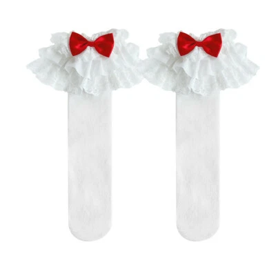 Meias arco com babados princesa japonesa Kawaii meias médias uniforme JK meias fofas de bezerro  - Imagem 1 de 4