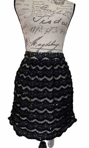 Alice & Olivia Black Sequin Mini Skirt Size 10 - Picture 1 of 7