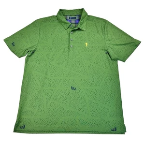William Murray Golf Polo Shirt Mens L Green All Over Mower Performance Wicking - Picture 1 of 22