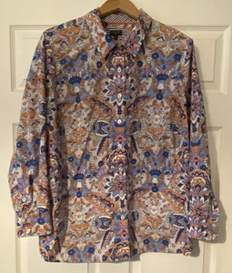 Talbots Plus 2X button up floral paisley blouse lightweight purple orange retro - Picture 1 of 7