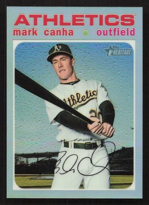 2020 Topps Heritage Mark Canha Chrome Refractor #/571 #THC-60 Card - Image 1 of 2