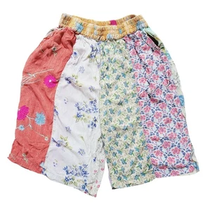 Sacred Threads Floral Patchwork Shorts Bohemian Festival Comfy Casual M - Picture 1 of 7
