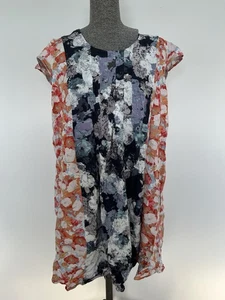 Blue Illusion Rainbow Abstract Floral Colourful Print Tunic Top Dress XL 16 18 - Picture 1 of 12