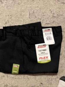 Dickies Herren Slim Fit Flatfront Hose Flex Schwarz Größe 34x30 Neu mit Etikett - Bild 1 von 4