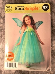 Simplicity 0833 Childs Fairy Costume Sewing Pattern Size 4-8 - Picture 1 of 3