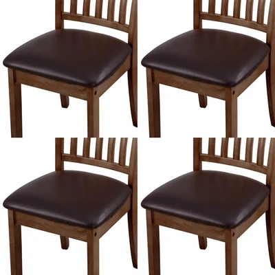 Fundas de asiento para silla de comedor 4 piezas, cuero liso PU impermeable cojín de asiento cala... Foto 1 de 4