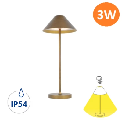 LAMPADA DA TAVOLO LUCE LED RICARICABILE 3W BAR HOTEL RISTORANTE ESTERNO TOUCH  - Immagine 1 di 4