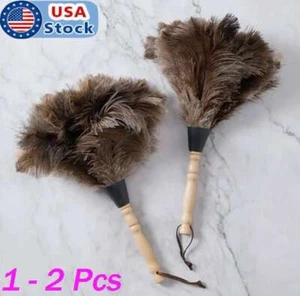 1/2Pcs 16" Ostrich Feather Duster Durable Dust Collecting Cleaning Tool In Wool - Picture 1 of 13