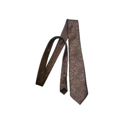 Corbata Oscar De La Renta para hombre mezcla seda y poliéster ~ marrón ~ geométrica ~ vintage Foto 1 de 4