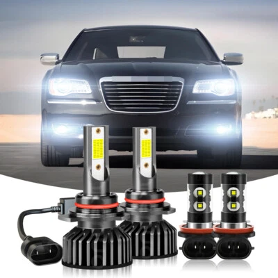 For 2011-2015 Chrysler 300 Led Headlight Hi/Lo+Fog light Combo Bulbs WHITE - Image 1 of 4