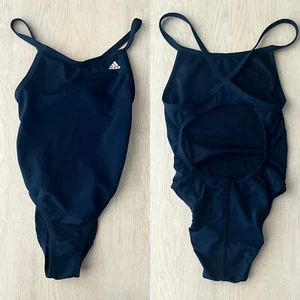 ADIDAS Women's Solid Vortex Open Back One Piece Competition Swimsuit Black Sz 26 - Picture 1 of 7