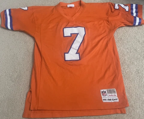 Mitchell & Ness John Elway Denver Broncos Throwback #7 Jersey Orange NFL  40 M Cover