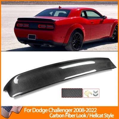 For 2008-22 Dodge Challenger Hellcat Style Rear Trunk Spoiler Wing Carbon Look Foto 1 de 4
