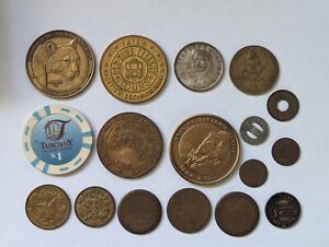 17 Token Collection Lot, Antique, Vintage, Gaming, Subway, Tax, Sport, Etc.