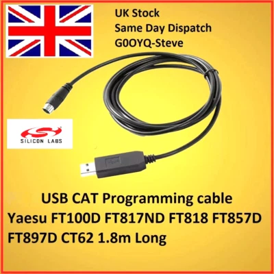 Yaesu CT-62 CAT USB Cable  FT-100 FT-817 FT-857D FT-897D FT-100D FT-818ND 1.8m - Image 1 of 4