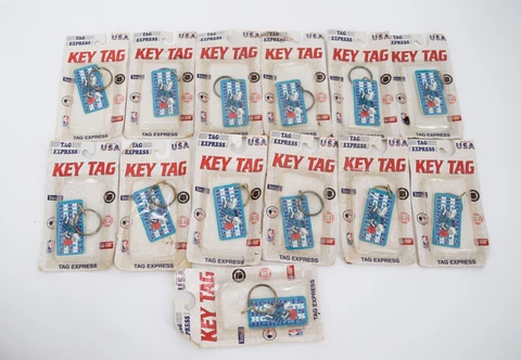 Vintage Charlotte Hornets NBA Basketball 2" Key Chain Tag Express Lot of 13 NEW Cover