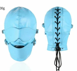 Leather PU Head harness Full Face Hood Mask Bondage Roleplay Slave Headgear Toys - Picture 1 of 12