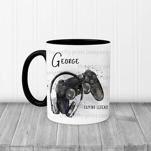 Gaming Legend Playstation Controller Headphones Personalised Mug plus coaster - Picture 1 of 7